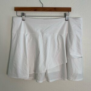 Athleta Ace Mesh Skort White Elastic Waist Tennis Skirt Pickleball Size XL